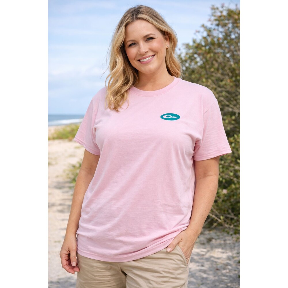 👚 Drake Women’s 2X Pink Cotton T-Shirt Green Logo Casual Outdoor Tee